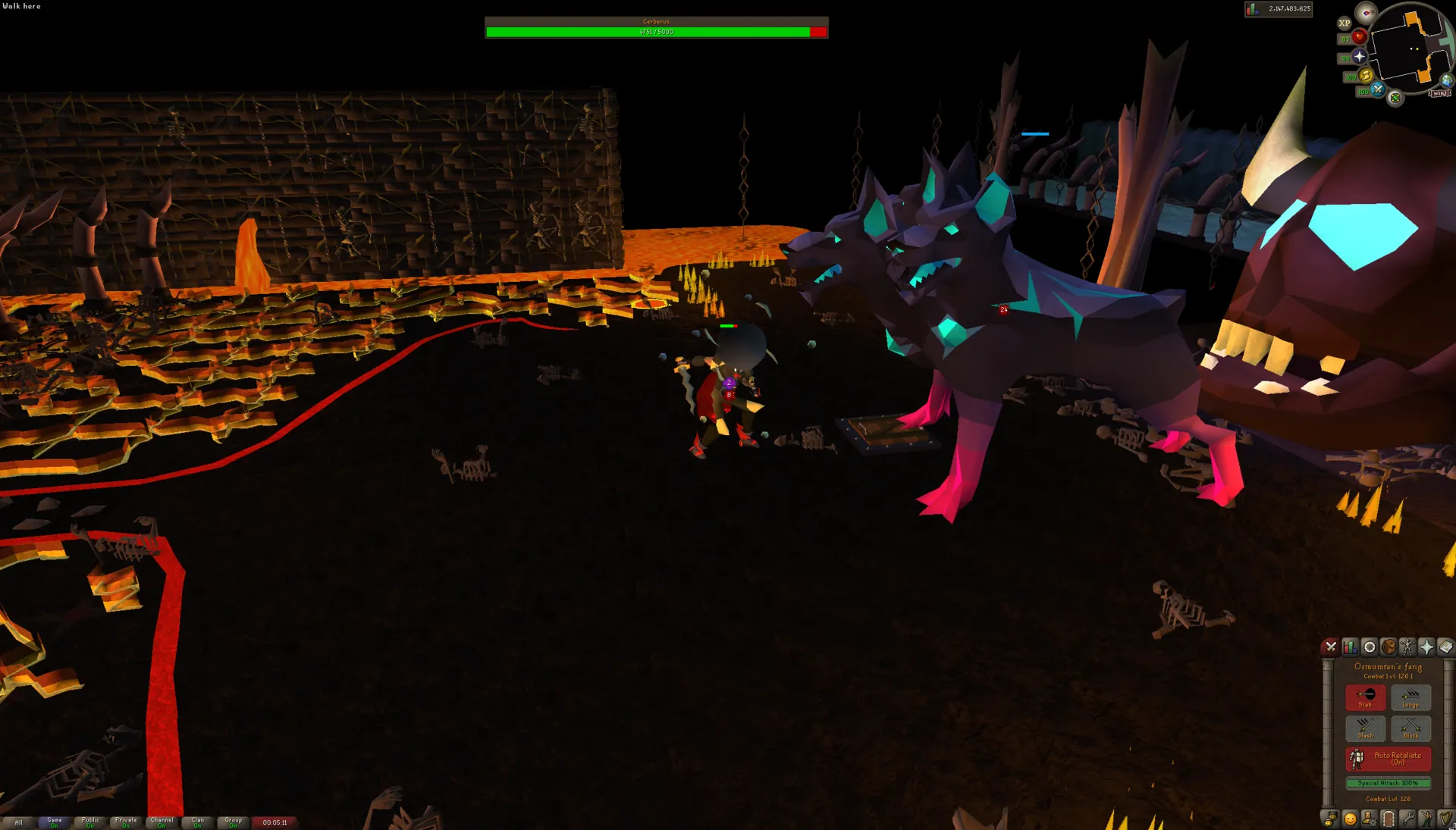 A Sarim Echo boss encounter in progress inside a private instance arena
