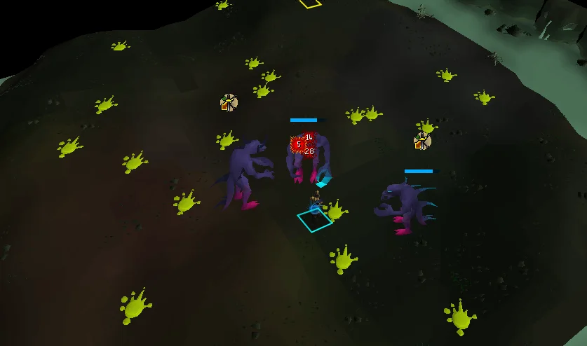 Echo Dagannoth Kings test with bright hazards across the arena